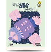 Overjoy 'Never Stop Exploring' 3-in-1 Notebook with themed cover for adventure-loving students. Combines blank, ruled, and grid pages in one durable A4 notebook. Features 90 GSM chlorine-free paper and QR-enabled learning tools