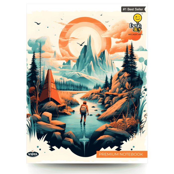 OverJoy Premium Notebook with Mountain Adventure Theme – Eco-Friendly 172 Page Student Notebook by Vidya Stationery