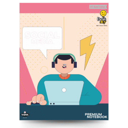 OverJoy Premium Notebook with Social Media Theme – 172 Eco-Friendly Pages, Single Line Format, QR Code Enabled