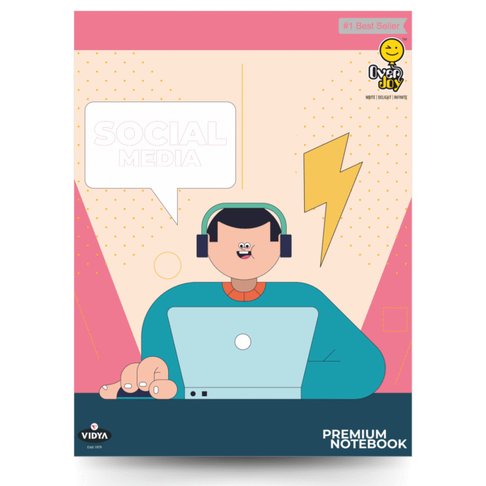 OverJoy Premium Notebook with Social Media Theme – 172 Eco-Friendly Pages, Single Line Format, QR Code Enabled