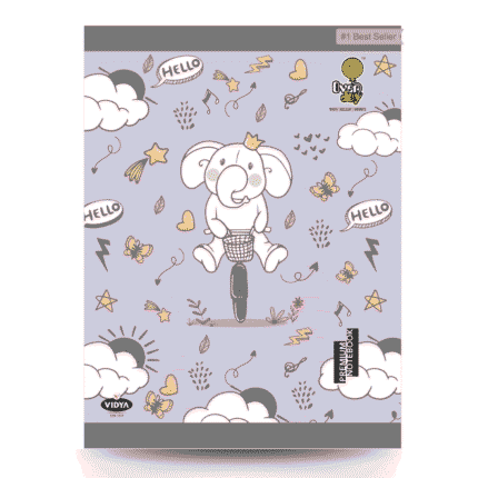 Overjoy Premium Square Ruled Notebook – Elephant Fantasy Theme, 12mm Ruling, 84 Pages, Eco-Friendly School Notebook for Kids